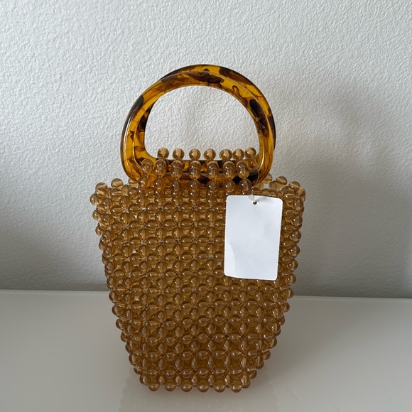 Honey Colored Beaded Acrylic Handmade Handbag - Picture 4 of 10